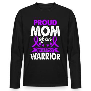 Mother of Epilepsy Warrior Awareness Month - Men's Premium Organic Long Sleeve Shirt - black - Front - Nico (187cm)