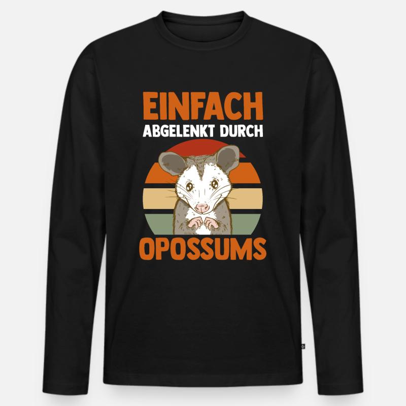 Opossum - Männer Premium Bio Langarmshirt - Schwarz