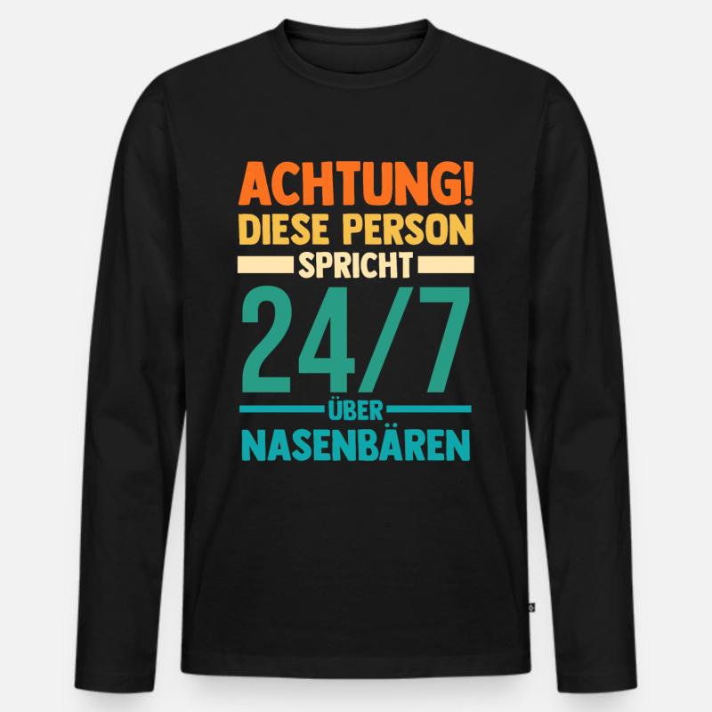 Nasenbär - Männer Premium Bio Langarmshirt - Schwarz
