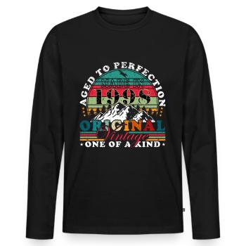 25. Geburtstag Jahrgang 1998 Vintage 1998 - Männer Premium Bio Langarmshirt - Schwarz - Vorne - Nico (187cm)