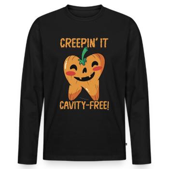 Creeping free from tooth decay! - Men's Premium Organic Long Sleeve Shirt - black - Front - Nico (187cm)