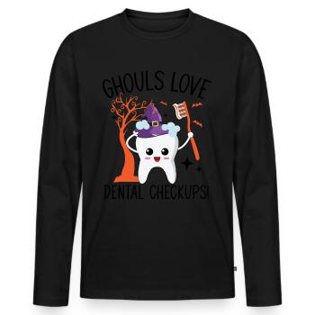 Corpse snatchers love dental examinations! - Men's Premium Organic Long Sleeve Shirt - black - Front - Nico (187cm)