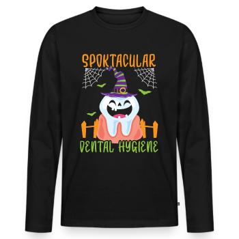 Spooctacular dental hygiene. - Men's Premium Organic Long Sleeve Shirt - black - Front - Nico (187cm)