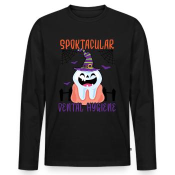 Spooky dental hygiene. - Men's Premium Organic Long Sleeve Shirt - black - Front - Nico (187cm)