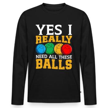 Funny Bocce Game - Men's Premium Organic Long Sleeve Shirt - black - Front - Nico (187cm)