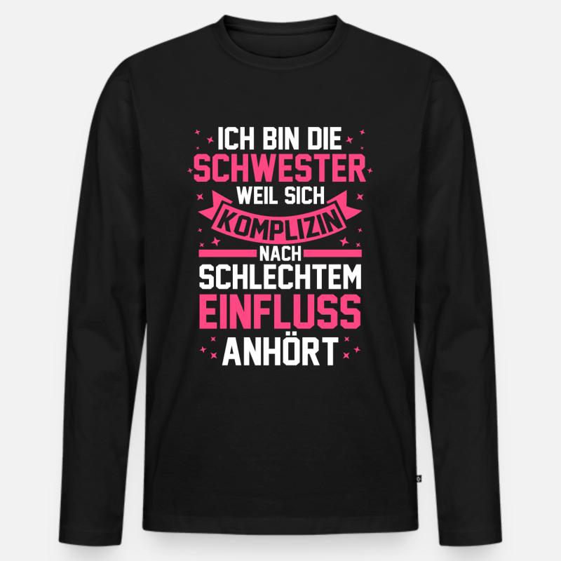 Familie Schwester - Männer Premium Bio Langarmshirt - Schwarz