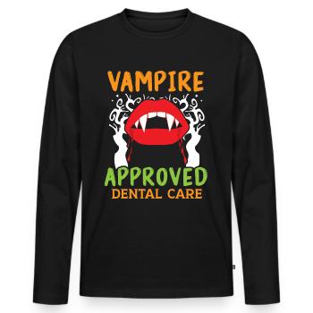 Vampir-geprüfte Zahnpflege. - Männer Premium Bio Langarmshirt - Schwarz - Vorne - Nico (187cm)