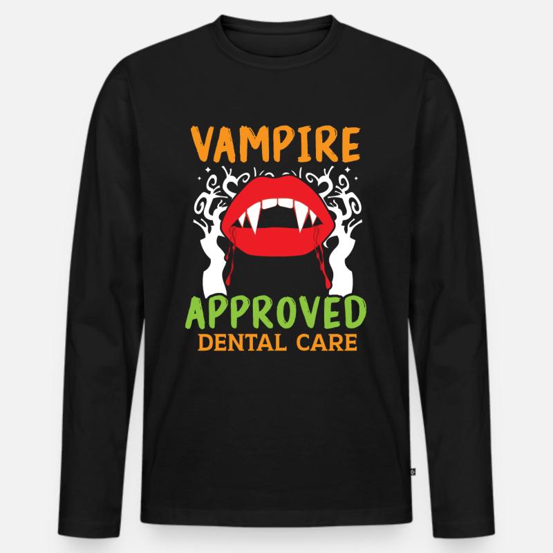 Vampir-geprüfte Zahnpflege. - Männer Premium Bio Langarmshirt - Schwarz