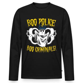 Buh Polizei, buh Kriminelle! Polizist Halloween - Männer Premium Bio Langarmshirt - Schwarz - Vorne - Nico (187cm)