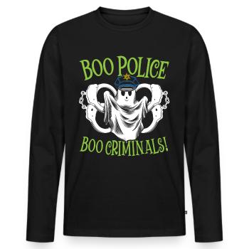 Buh Polizei, buh Kriminelle! Polizist Halloween - Männer Premium Bio Langarmshirt - Schwarz - Vorne - Nico (187cm)