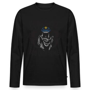 Buh Polizei, Buh Kriminelle! Polizist Halloween - Männer Premium Bio Langarmshirt - Schwarz - Vorne - Nico (187cm)