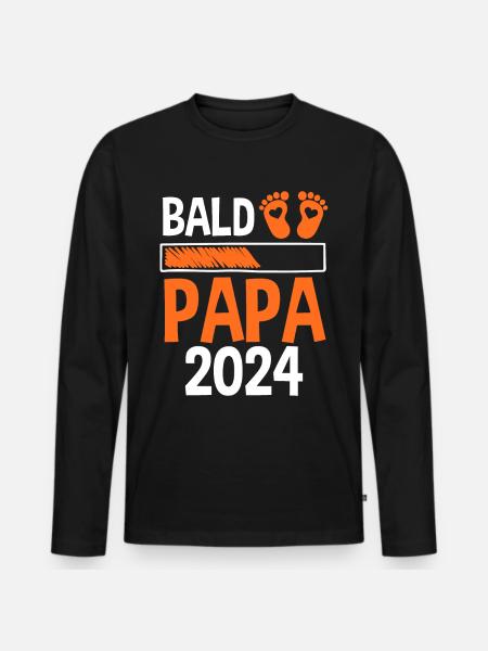 Werdender Papa 2029 - Männer Premium Bio Langarmshirt - Schwarz