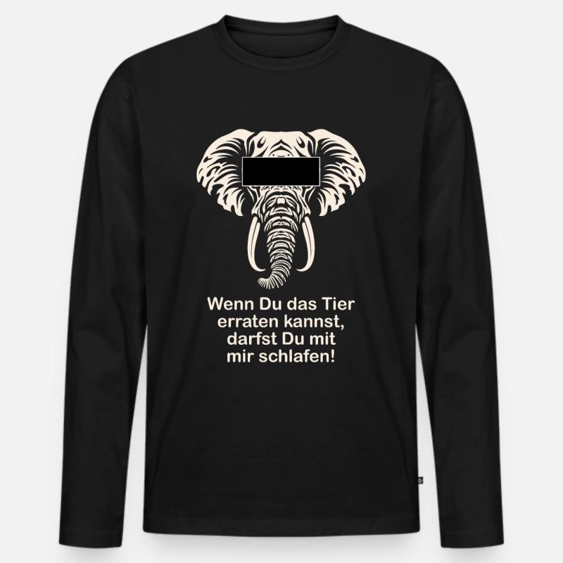 Elefant Lustiger Spruch Witzige Geschenkidee - Männer Premium Bio Langarmshirt - Schwarz