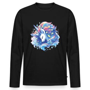 Unicorn Unicorns Unicorn party Unicorns - Men's Premium Organic Long Sleeve Shirt - black - Front - Nico (187cm)