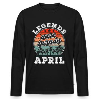 April Birthday April Born Legend Gift - Men's Premium Organic Long Sleeve Shirt - black - Front - Nico (187cm)