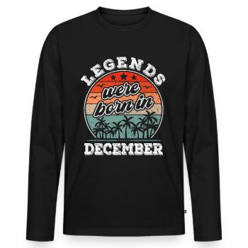 Décembre Anniversaire né en Décembre Légende - T-shirt manches longues Premium bio Homme - noir - Devant - Nico (187cm)
