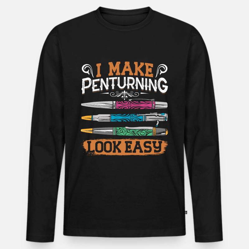 Pen Turning Kit - Männer Premium Bio Langarmshirt - Schwarz