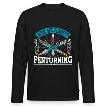 Pen Turning Kit - Men's Premium Organic Long Sleeve Shirt - black - Front - Nico (187cm)