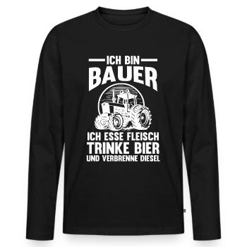 Landwirtschaft Landwirt Traktor Bauernhof Bier Bau - Männer Premium Bio Langarmshirt - Schwarz - Vorne - Nico (187cm)