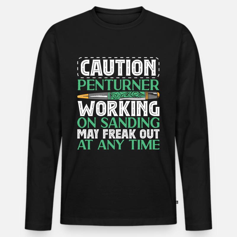 Pen Turning Kit - Männer Premium Bio Langarmshirt - Schwarz