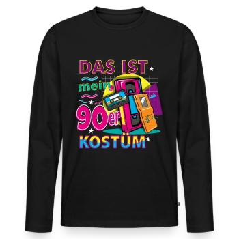 Das ist mein 90er Kostüm - Männer Premium Bio Langarmshirt - Schwarz - Vorne - Nico (187cm)