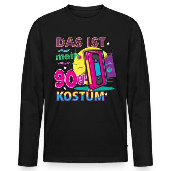 Das ist mein 90er Kostüm - Männer Premium Bio Langarmshirt - Schwarz - Vorne - Nico (187cm)