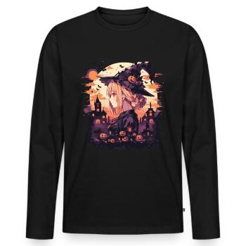 Sorcière Helloween Sorcières Tenue Sorcières Sorcières - T-shirt manches longues Premium bio Homme - noir - Devant - Nico (187cm)