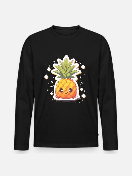Ananas Ananaspflanze Obst Ananas Deko - Männer Premium Bio Langarmshirt - Schwarz