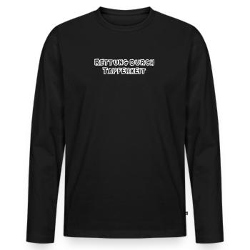 Feuerwehr - Rettung durch Tapferkeit - Männer Premium Bio Langarmshirt - Schwarz - Vorne - Nico (187cm)