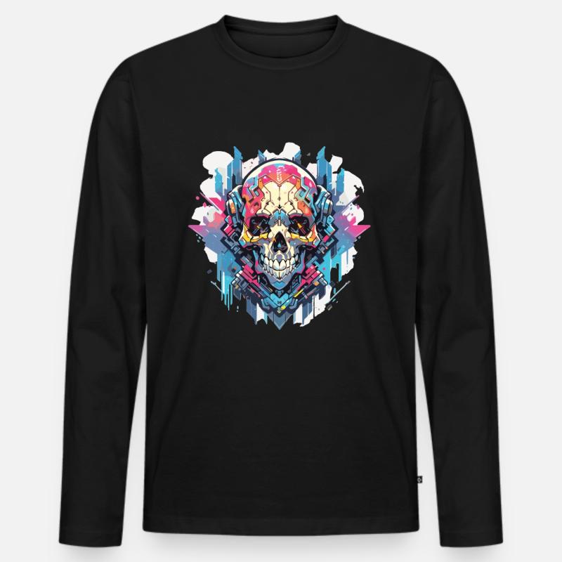 Skull Skull Skull Skeleton Bone - Men's Premium Organic Long Sleeve Shirt - black