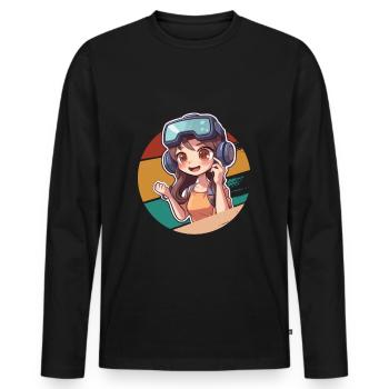 Anime Gaming Girl Virtual reality introverted - Men's Premium Organic Long Sleeve Shirt - black - Front - Nico (187cm)