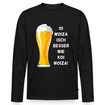 Woiza Weizen Spruch Schwabe Sprüche Schwäbisch - Männer Premium Bio Langarmshirt - Schwarz - Vorne - Nico (187cm)
