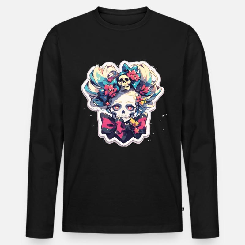 Totenkopf - Männer Premium Bio Langarmshirt - Schwarz