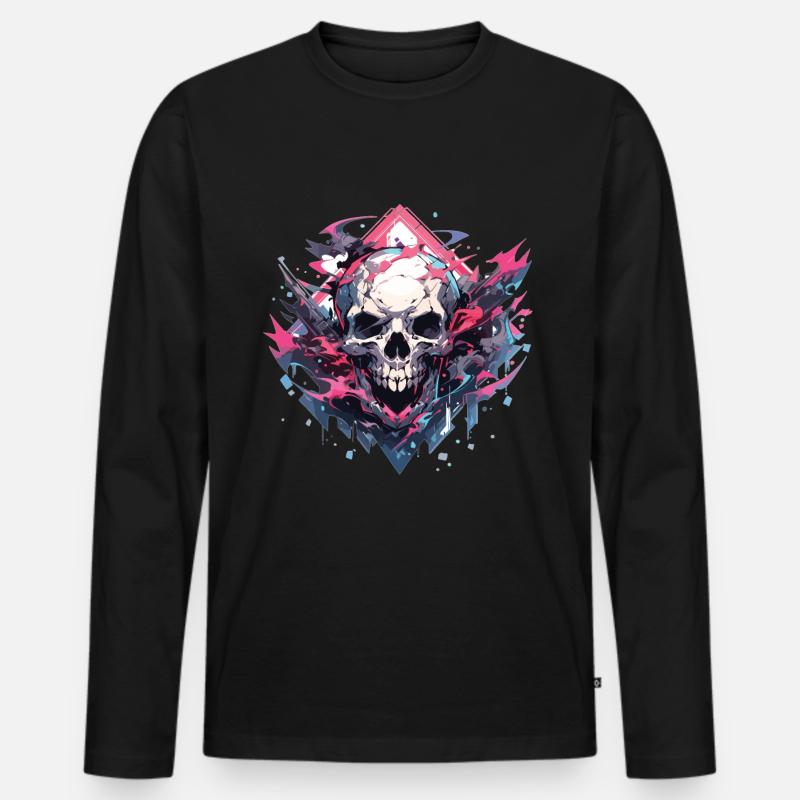 Totenkopf - Männer Premium Bio Langarmshirt - Schwarz