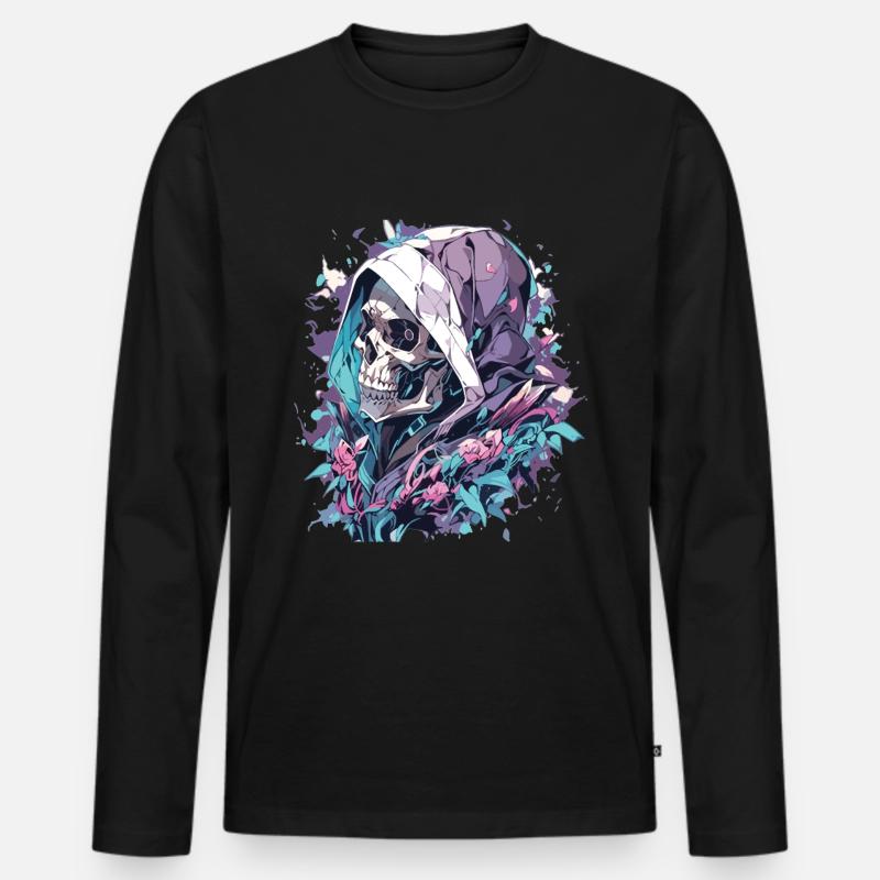 Totenkopf - Männer Premium Bio Langarmshirt - Schwarz