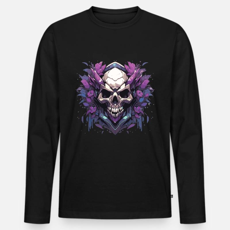 Totenkopf - Männer Premium Bio Langarmshirt - Schwarz