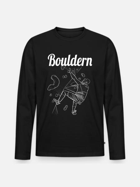Bouldern Boulder Klettern Boulderer Bouldering - Männer Premium Bio Langarmshirt - Schwarz
