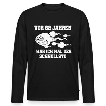 Vor 62 Jahren war ich mal der Schnellste - Männer Premium Bio Langarmshirt - Schwarz - Vorne - Nico (187cm)