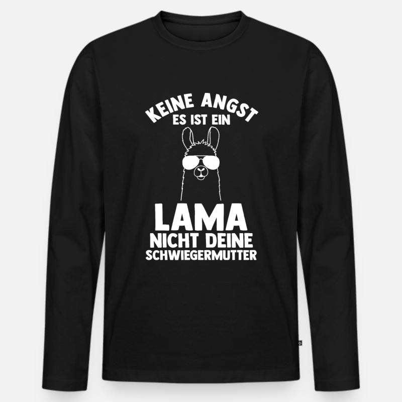 Lama - Männer Premium Bio Langarmshirt - Schwarz