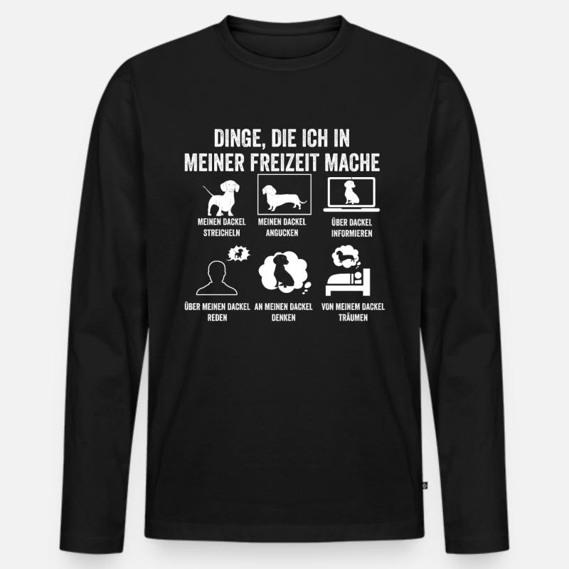 Hund Dackel - Männer Premium Bio Langarmshirt - Schwarz