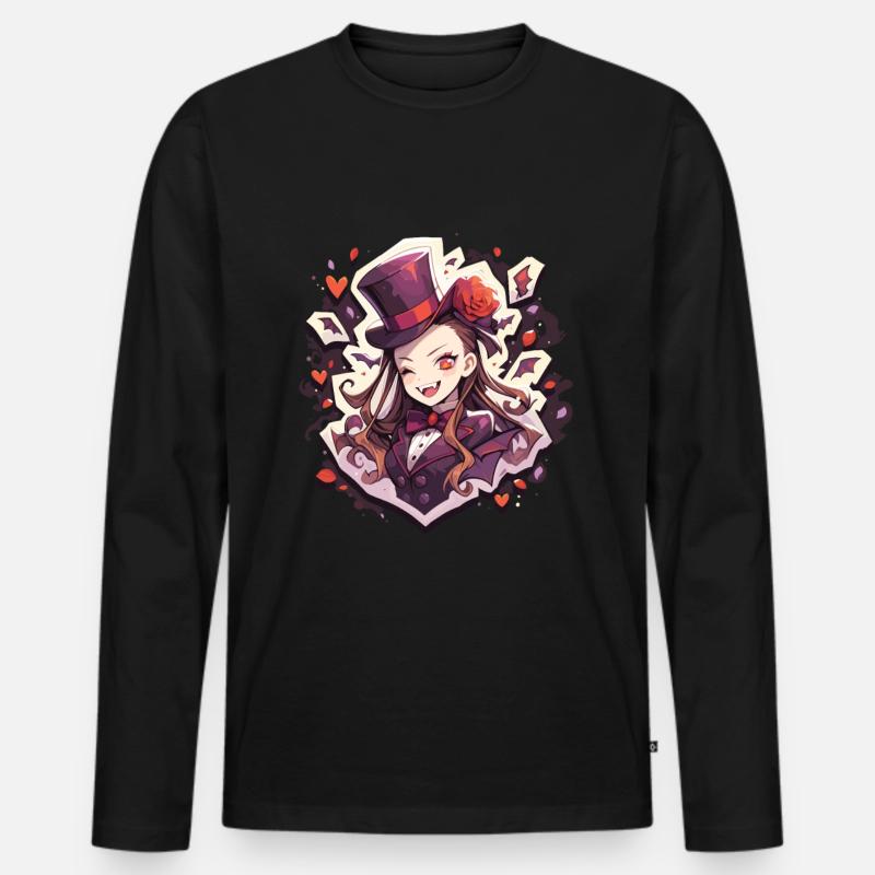 Vampir - Männer Premium Bio Langarmshirt - Schwarz