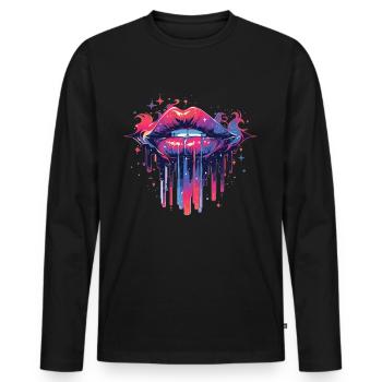 Lips Kiss Mouth Kiss Mouth Red Lips - Men's Premium Organic Long Sleeve Shirt - black - Front - Nico (187cm)