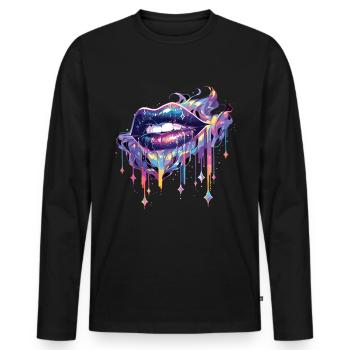 Lips Kiss Mouth Kiss Mouth Red Lips - Men's Premium Organic Long Sleeve Shirt - black - Front - Nico (187cm)