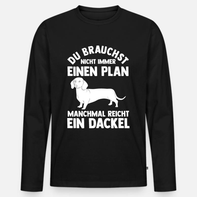 Hund Dackel - Männer Premium Bio Langarmshirt - Schwarz
