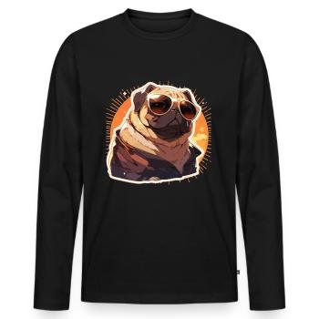 Mops Mops Hund Mops Sonnenbrille Mops Geschenk - Männer Premium Bio Langarmshirt - Schwarz - Vorne - Nico (187cm)