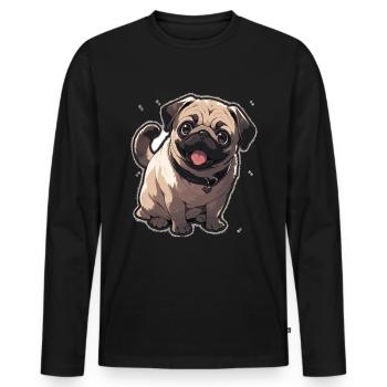 Mops Mops Hund Mops Sonnenbrille Mops Geschenk - Männer Premium Bio Langarmshirt - Schwarz - Vorne - Nico (187cm)