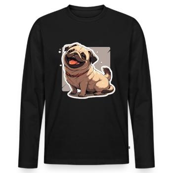 Mops Mops Hund Mops Geschenke Mops Liebhaber - Männer Premium Bio Langarmshirt - Schwarz - Vorne - Nico (187cm)