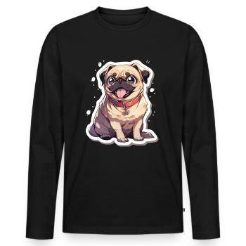 Mops Mops Hund Mops Geschenke Mops Liebhaber - Männer Premium Bio Langarmshirt - Schwarz - Vorne - Nico (187cm)