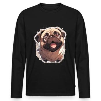 Mops Mops Hund Mops Geschenke Mops Liebhaber - Männer Premium Bio Langarmshirt - Schwarz - Vorne - Nico (187cm)