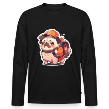 Mops Mops Hund Mops Geschenke Mops Liebhaber - Männer Premium Bio Langarmshirt - Schwarz - Vorne - Nico (187cm)